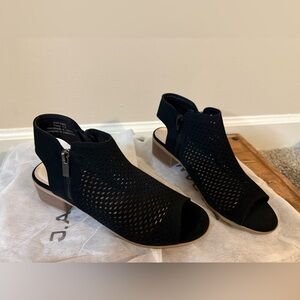 J Adams Black Peep-Toe Mules